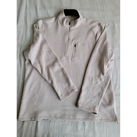 Woolrich Other - Woolrich Mens 2XL 1/4 Zip Pullover Cream Beige Pocket Logo Casual Solid Dad